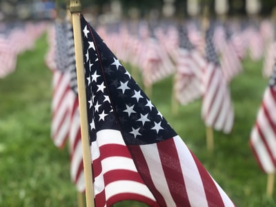 The American flag flying macro photography
